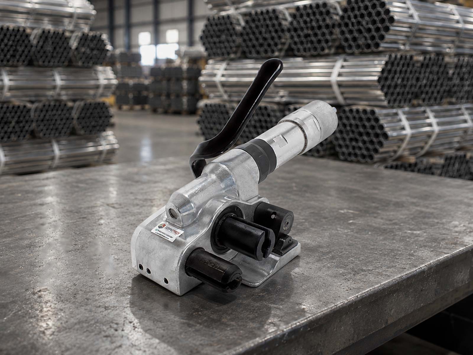 Esticador Pneumático SPT-40 para Super Cinta em ambiente industrial